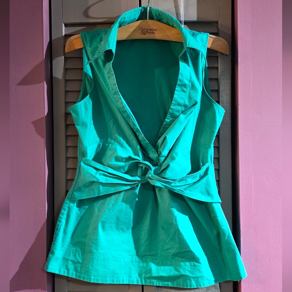 New York & Company Teal Sleeveless Blouse - Stretch